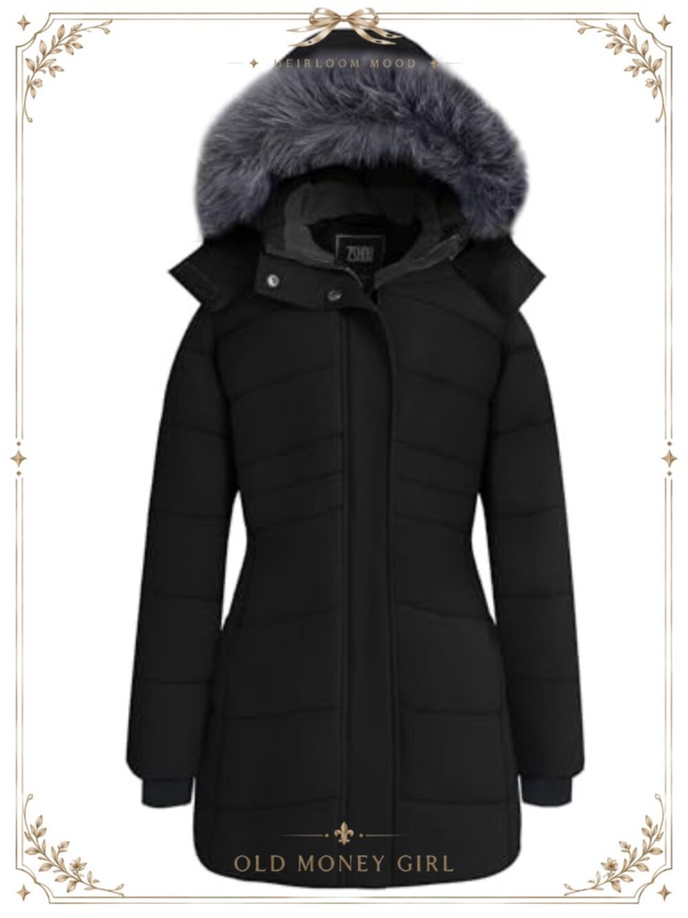 Quilted Puffer Military Coat Waterproof Warm Winter Jacket Faux Fur Hood